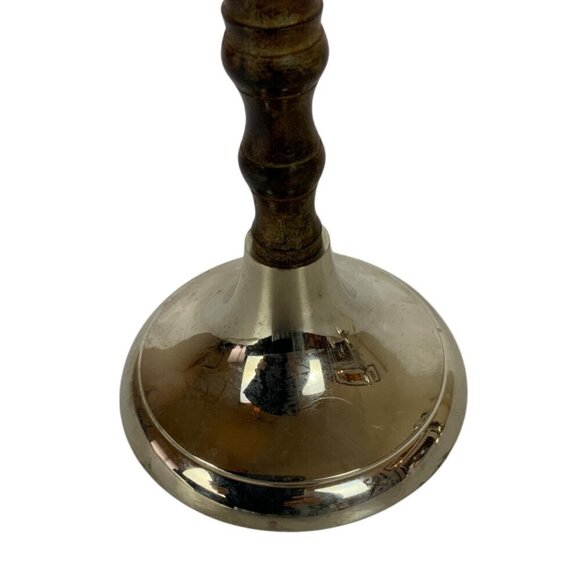 Vintage Chrome Cast Metal Taper Candleticks Holders Pair Silver Brown Home Decor - Picture 4 of 8